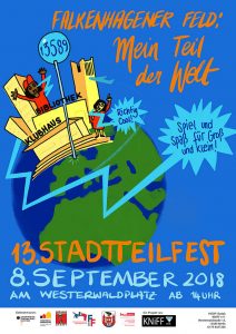 Plakat mit Ankündigng Stadtteilfest Falkenhagener Feld 2018